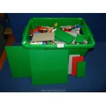 A large tub of Lego including base plates, figures, bricks, wheels etc.