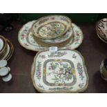 A quantity of Minton 'Indian Tree' dinnerware including meat dish,