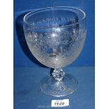 A Royal commemorative etched goblet to celebrate the Silver Wedding of The Queen and the Duke of