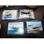 Four Davenport for Bradex wall plaques of aircraft: Spitfire, Lancaster, Hurricane and Sunderland.