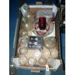 A quantity of glass including Wordlsey Crystal brandy balloons, boxed Pompadour sherry glasses,