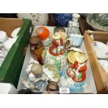 A quantity of china including a Lladro figure of a girl with a doll and cat (arm and tail missing),