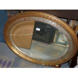 An oval gilt and bevelled edge Mirror, 33" x 26".