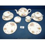 A Royal Doulton tea for two to include teapot, cream jug, sugar bowl, two cups,