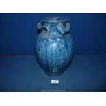 A large Bolingey Perranporth studio pottery Vase by Mike Edwards, in blue mottled glaze,