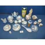 A small quantity of miniature tea sets, blue & white Noritake, vase, small cups & saucers, etc.