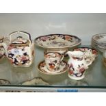 A Mason's Mandalay pattern cake plate, small teapot, milk & sugar bowl and cup & saucer.