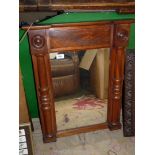 A Mahogany framed wall Mirror flanked by half-round turned columns, 20" x 27".