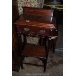 A circa 1900 Mahogany two stage Etagere standing on square legs with fretworked corner braces,