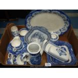 A quantity of blue and white china including Wedgwood Willow small vase,