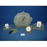 A slate Desk Set including pen holder, two calendars, clock etc.