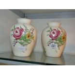 A pair of Spode vases with floral pattern, 8'' tall.