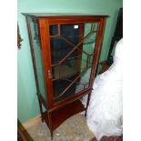 A delicate Edwardian design Mahogany display Cabinet having lightwood stringing,