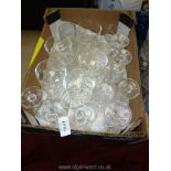 A quantity of glass including sundae dishes, glasses, tray, candle holders etc.