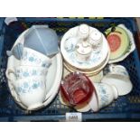 A quantity of miscellaneous china including part Colclough Teaset, Minton cruet set,