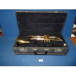 A Boosey & Hawkes Emperor brass trumpet; serial no: 196119, in a hard case.
