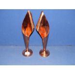 A pair of 14'' tall Rhodesian copper flute vases.