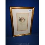 A framed watercolour portrait of a young lady, signed Amy L Greenfield 1912.