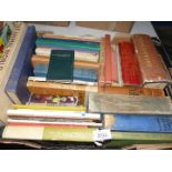 A box of books: Complete Works of Shakespeare, The Splendid Sausage by Conrad Sauce etc.