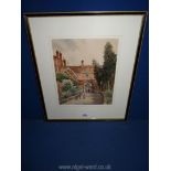 A framed and mounted Watercolour entitled 'Rose Hill Dorking', indistinctly signed lower right.