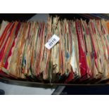 A box of 45 rpm records: Elvis Presley, Billy Fury, Benny Hill, etc., (approx. 140).