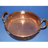 A large two handled copper Jam pan, 12 1/2'' diameter.