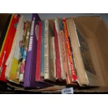 A box of children's books: Rupert annuals, Peter Rabbit etc.