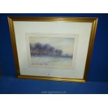 A framed and mounted Paul Bertram Watercolour of a woodland winter scene.