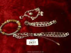 A quantity of costume jewellery including necklace/bracelet and Pandora style bracelet.