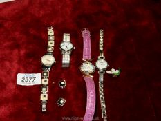 A collection of ladies watches: Lorus, Seconda, Swatch, multi coloured Venetian glass watch.