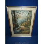 A large framed and mounted Watercolour entitled 'Spring Valley Trentham', signed lower left E.J.B.