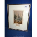 A framed print titled 'The Hop Garden' by George Baxter with impressed seal Inventor & Patentee 11