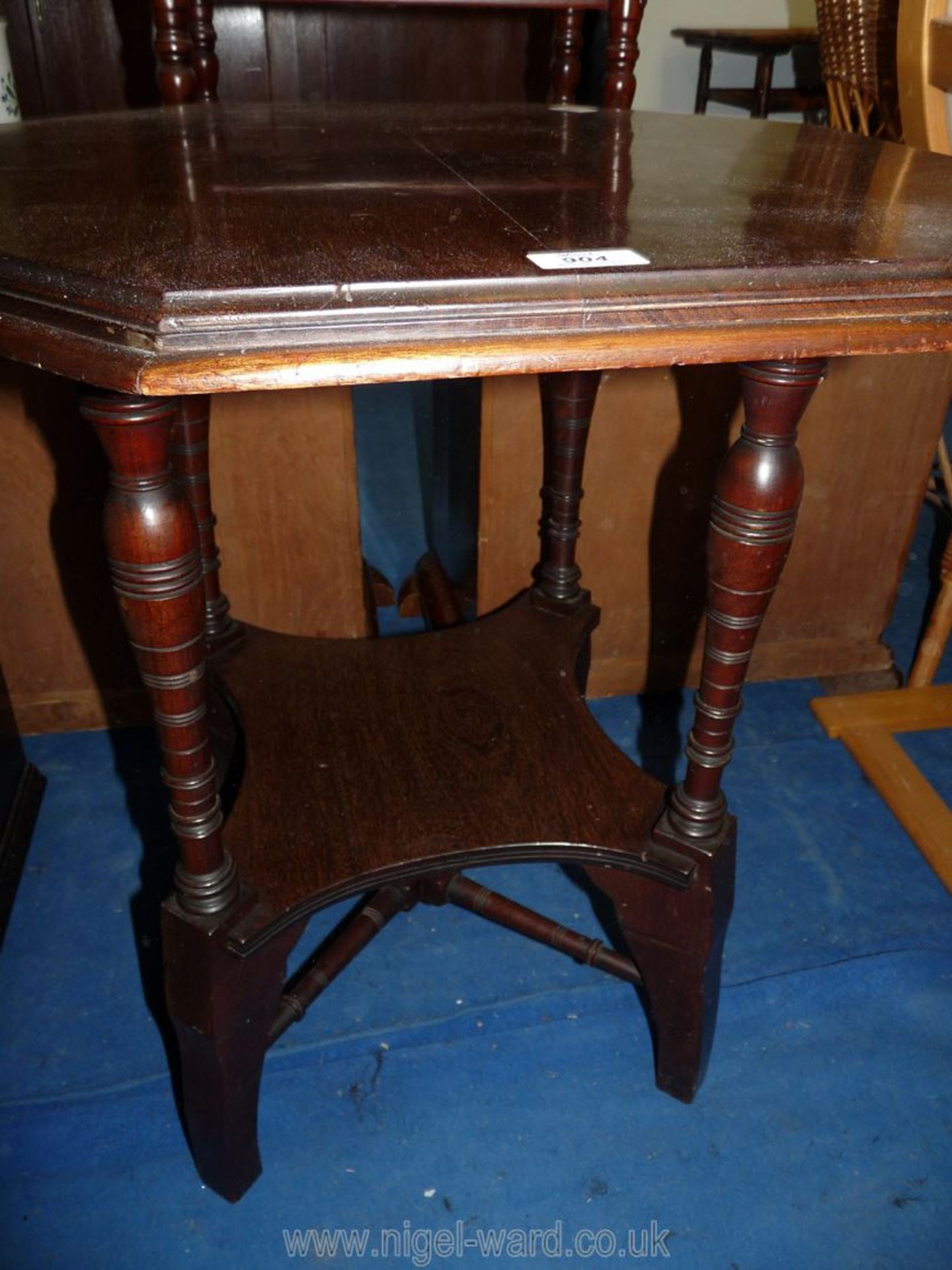 An octagonal topped occasional table with lower shelf, 25 1/2" x 25 1/2" x 27 1/2" high. - Image 2 of 2