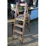 Three rung wooden stepladder