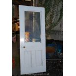 Painted pine half glazed door, 29 3/4'' x 77''.