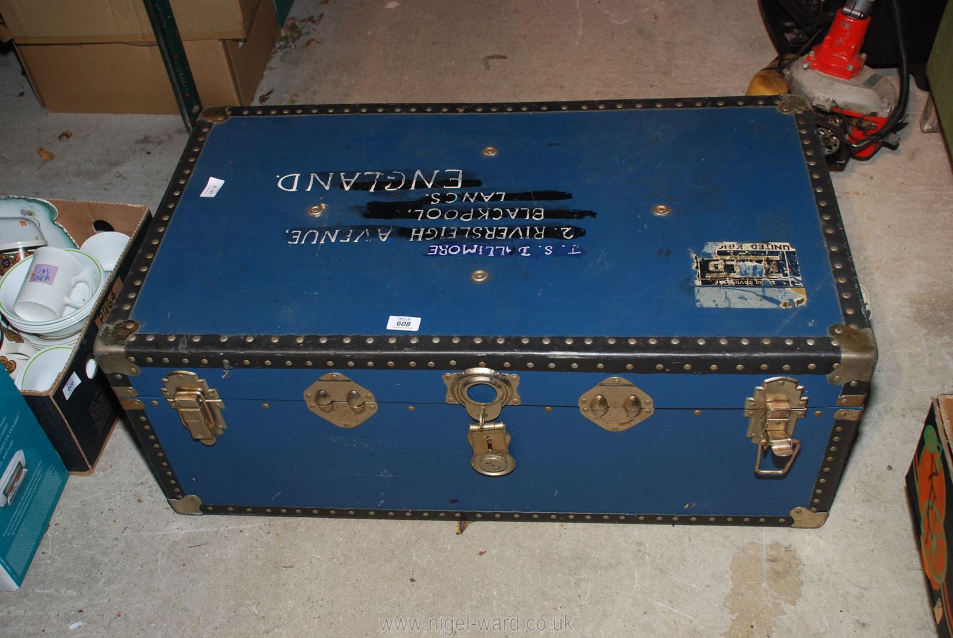 A large travel trunk.