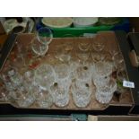 A quantity of drinking glasses including six Royal Crystal Rock wine glasses,