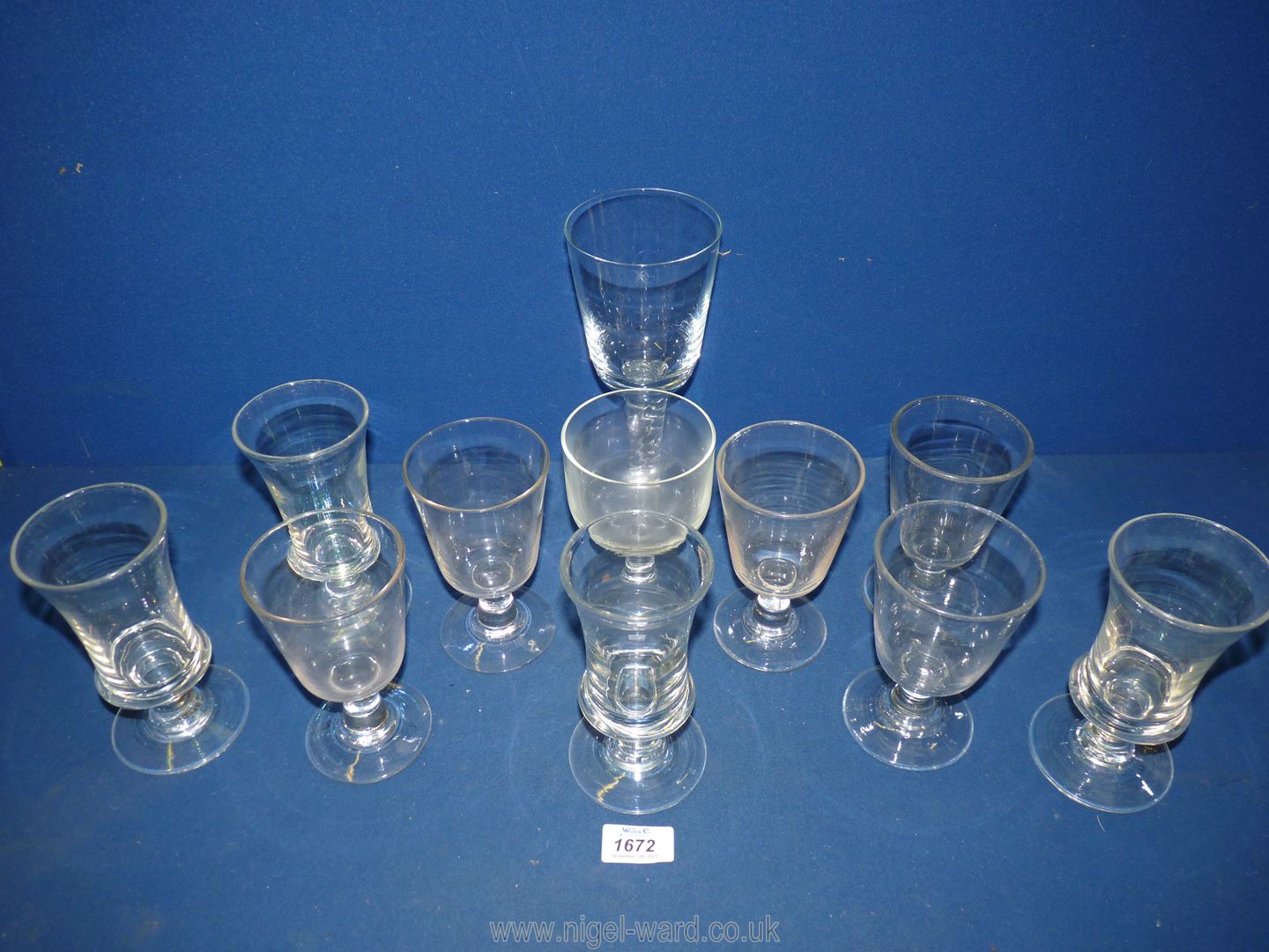 A quantity of Rummers and a twisted stem large goblet