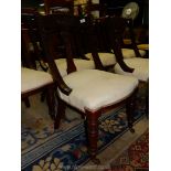 A set of six circa 1900 Mahogany framed Dining Chairs standing on turned front legs and having