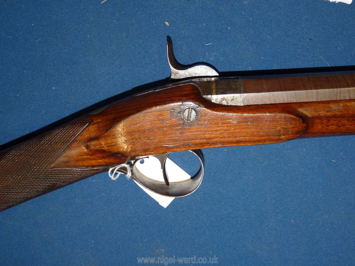 A Percussion cap single barrel sporting gun, the 30'' long Damascus barrel, 18mm calibre by ''Clark, - Image 15 of 18