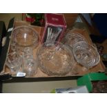 A quantity of glass including Webb Corbett trifle bowl, Royal Doulton footed vase, boxed RCR vase,