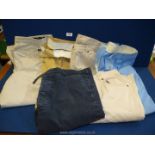 Six pairs of gent's cotton Trousers: Pakeman, Catto & Carter dark blue corduroy,