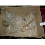 A quantity of cut glass including posy vases, Bohemia etched candle holder, scent bottles,