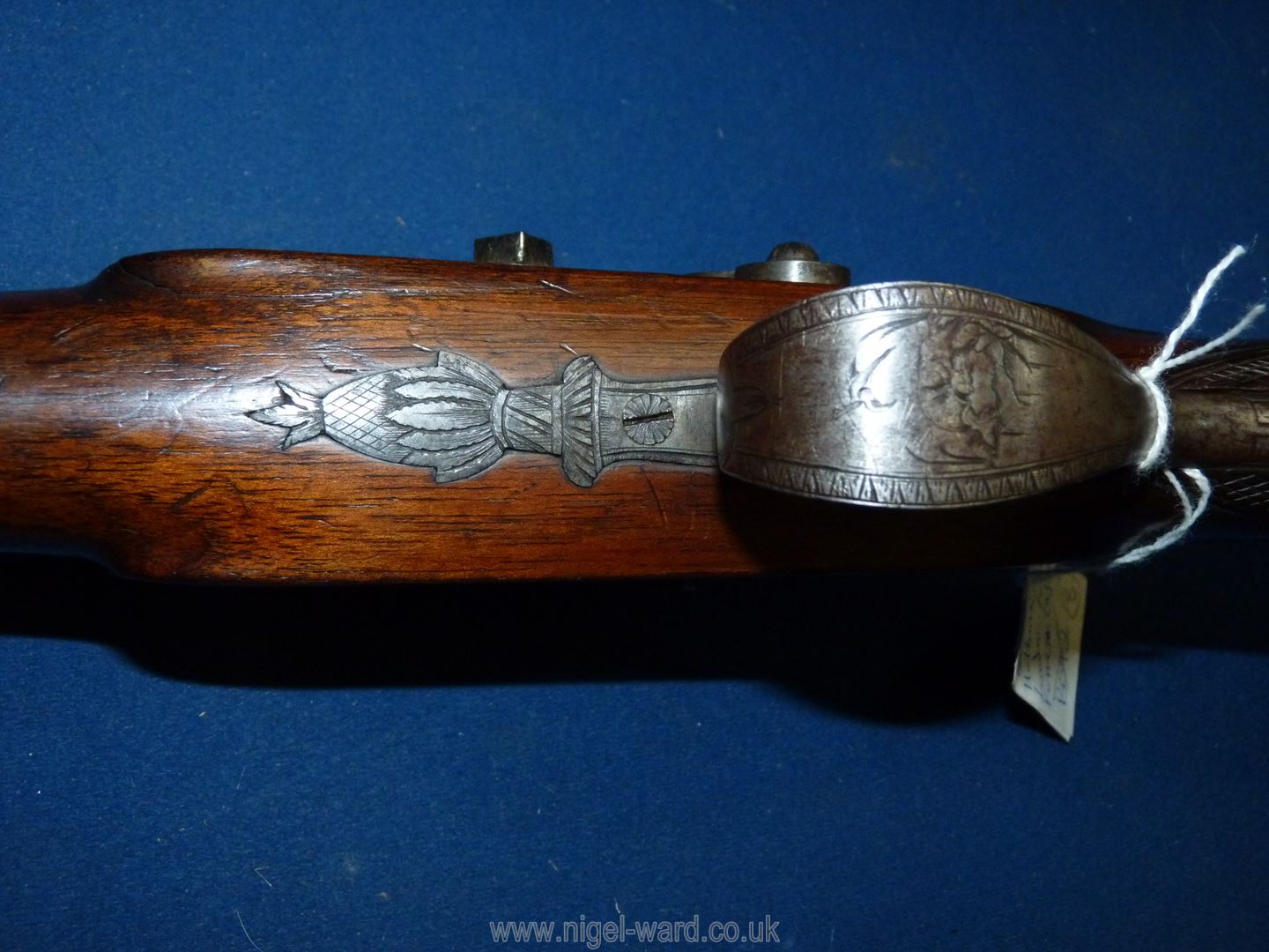 A Percussion cap single barrel sporting gun, the 30'' long Damascus barrel, 18mm calibre by ''Clark, - Image 11 of 18