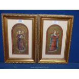 A pair of watercolour and gilt studies of Angels.