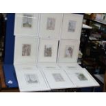 Twelve framed original Watercolours/mixed media classical style architecture pictures all signed