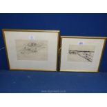 A pair of limited edition Etchings, pencil monogram C.S., circa 1915, att: Charles Sykes.