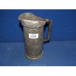 Antique German 1 litre measure in heavy weight Pewter, with numerous touch marks.