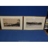 A pair of Bernard Eyre Walker signed Etchings, 1920's.