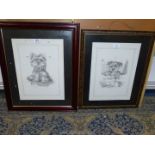 Two framed Prints of dogs, signed Dicki.